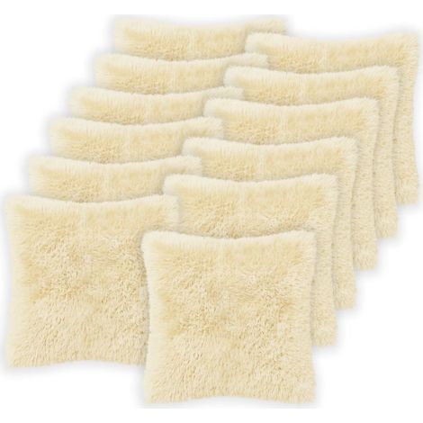 Funda de almohada 12 pcs HEERLEN Crema 45 x 45 cm Fleece PV vidaXL