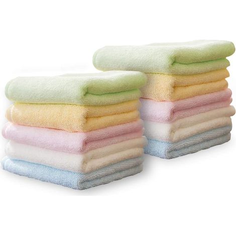 Lot de 10 serviettes de toilette en fibre de bambou, idéales pour la salle de bain, l'hôtel et le spa, 25x25cm. (1/5)