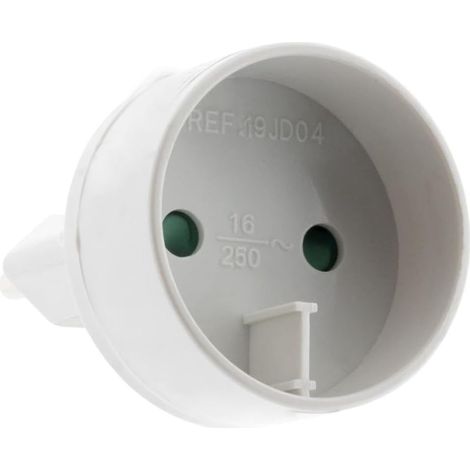Adaptateur Secteur Type C Mâle 6A vers Femelle 16A - Transformateur Électrique - Puissance 1320W - Boîtier Rond Robuste - Blanc (1/5)