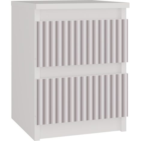 ASTER - Comodino in stile scandinavo - 30x30x40 cm - Comodino a 2 cassetti - Mobili per la cameretta dei bambini - Bianco e rosa (1/4)