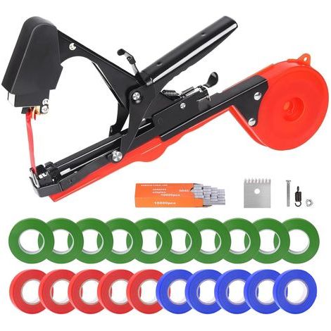Plant Tying Machine 45MM, 20 Rolls of Ribbon, 10000 Staples, Replacement Blades, Garden Orchard (1/5)