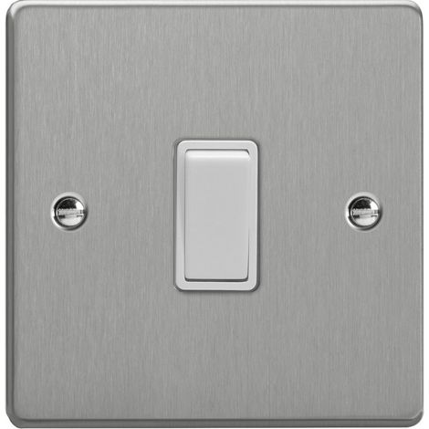 Varilight 1-Gang 10A Intermediate Rocker Switch Brushed Silver, Modular Single Module for Multi-way Switching