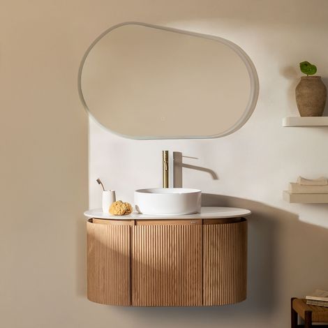 Conjunto de mueble de baño suspendido 90x50 cm en madera Carsone SKLUM