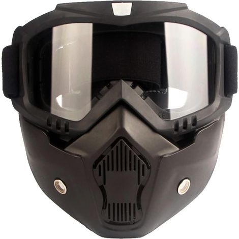 Lunettes de protection moto - Protection contre la poussière - Lunettes amovibles - Motocross - Masque facial amovible - Style Harley - Casque résistant au brouillard (1/5)