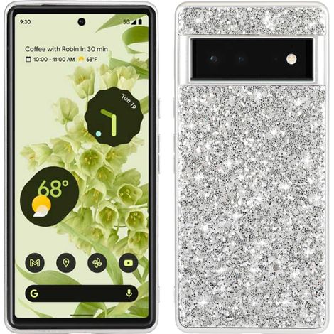 Glitzernde, stoßfeste Hülle für Google Pixel 8 – Funkelnde TPU/PC-Schutzhülle, silber (1/5)