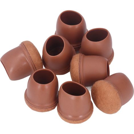 Ensemble de 8 protections de pieds de chaise en TPE pour sols, compatibles avec tables et tabourets, marron, taille M.
