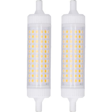 Lot 2 ampoules R7s 15W dimmables – 118mm double extrémité – 154 LED – protection yeux – lampe de scène / lampadaire – 110V – lumière chaude (1/5)