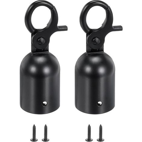 Lot de 2 embouts de corde pour poteau de 2,8 x 8 cm, crochets mousquetons pour barrière de contrôle des foules, séparateur de file d'attente, noir (1/5)