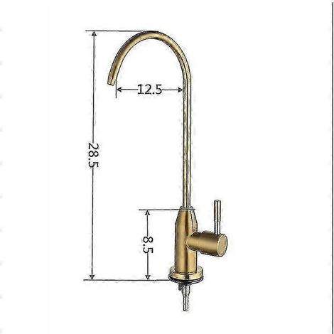 Robinet de cuisine Zuan en acier inoxydable, finition or brossé, pour système d'osmose inverse, 1/4".-AquaForge (1/5)
