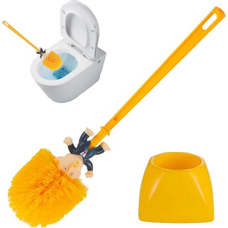 Brosse WC Design Original - 1 Unité - Plastique Robuste - Nettoyage 360° Sans Rayure - Salle de Bain et Toilettes Invités - Manche Long Ergonomique (1/5)