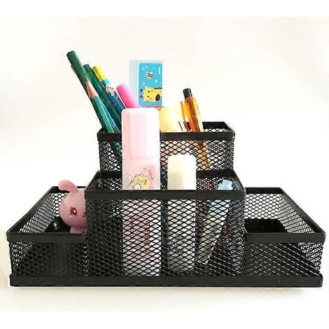 Boîte de rangement métallique pour bureau à domicile, porte-stylos et crayons, rangement pour fournitures de bureau, 1 pièce (1/4)
