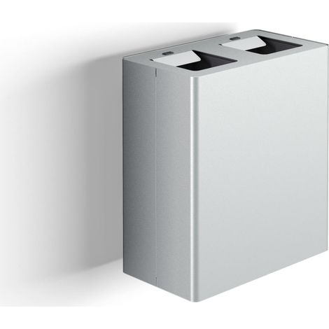 Pattumiera a Muro a 2 Scomparti Totale 40 L 51x28x56 cm con Contenitori Interni in Acciaio Verniciato Grigio