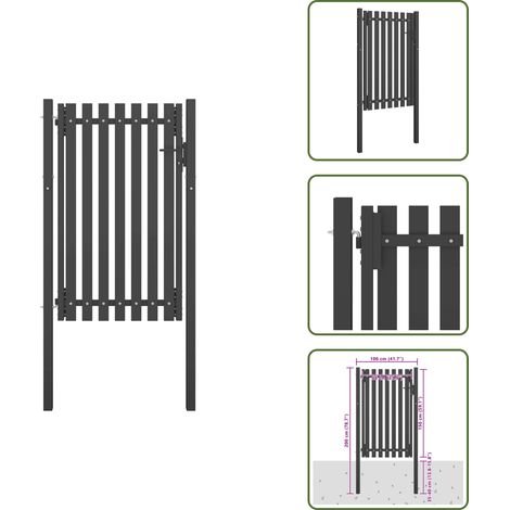 The Living Store Gartentor aus Stahl 100 x 150 cm Anthrazit - Stahl