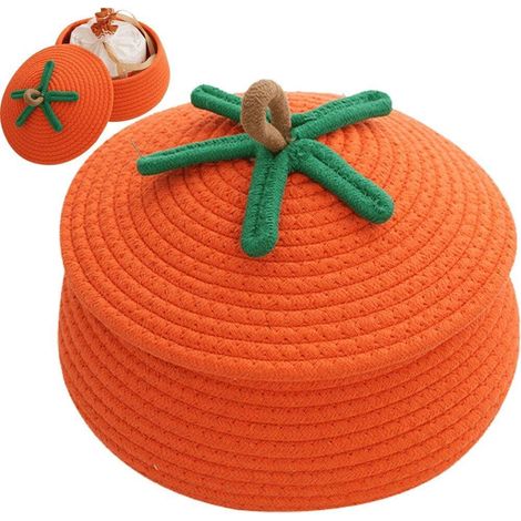 YMYNY Aufbewahrungskorb aus Baumwollseil mit Deckel, runde gewebte Körbe zum Ordnen, süße Wäschekörbe, Wohnzimmerkorb für Kinderzimmer, Spielzeug, Kleidung (1/5)