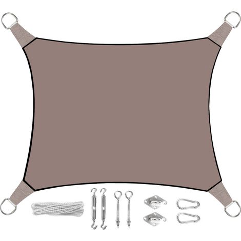 Sonnensegel Rechteckig 4x3m Braun mit Ösenset - Sonnenschutz für Balkon Terrasse (1/5)