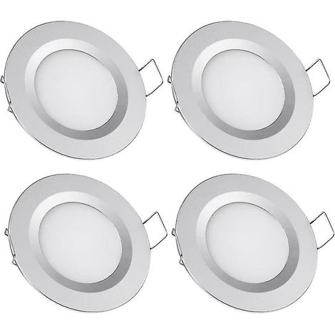 4 spots encastrés LED 12 V, trou de 58-65 mm, 3 W, 3200 K, éclairage de plafond encastré pour camping-car, bateau, caravane, fourgon, yacht, blanc chaud
