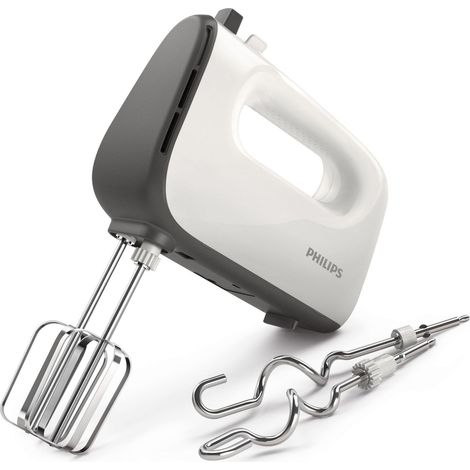 Philips HR3740/00 450 W. 5 Geschwindigkeiten + Turbo Bandquirle & Knethaken Wei/grau (HR3740/00)