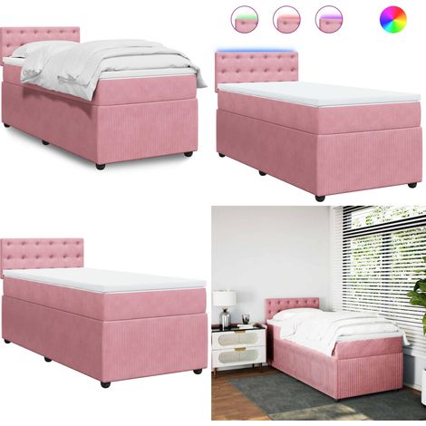 vidaXL Sommier à lattes de lit avec matelas Rose 90x190 cm Velours