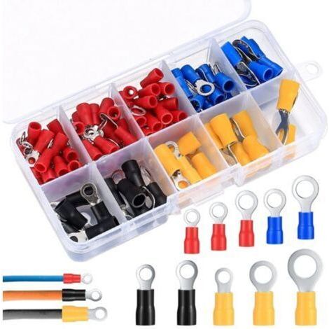 Pre-insulated circular connectors - 102 pieces, 10 sizes, 3 colors - universal detachable cable connections, etc. (1/4)