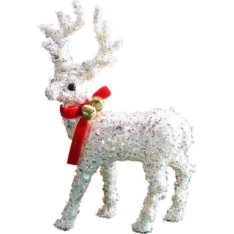 Cerf de Noël Sculpture De Renne Étincelante pour Décorations Décor De Cerf Portant Une Écharpe Pour Les Vacances La Maison L Hiver Le Porche Le Jardin La Fenêtre Halloween (1/5)