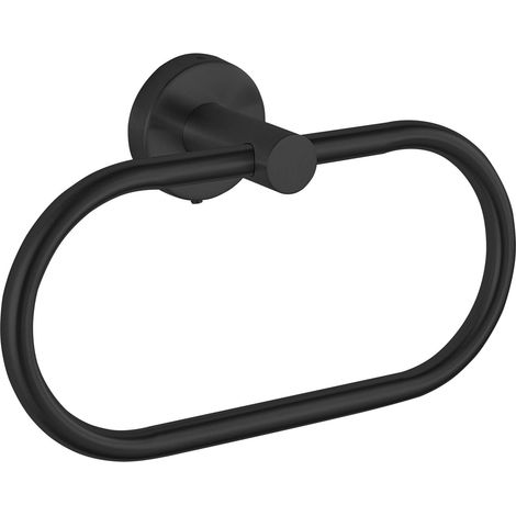 Anneau Porte-Serviettes Perforé pour Salle de Bain, Barre Porte-Serviettes Murale en Noir, Anneau de Serviettes en Acier Inoxydable de Style Moderne, Accessoires de Salle de Bain (1/5)