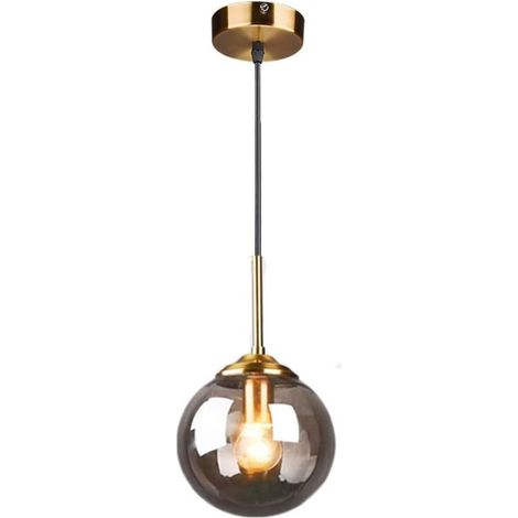 Suspension sphérique en Verre, Lustre Industriel rétro, Lampe Suspendue en métal à tête Unique avec Abat-Jour Globe, Lampes à Suspension de Chevet, luminaire E14, plafonniers minimalistes (1/5)
