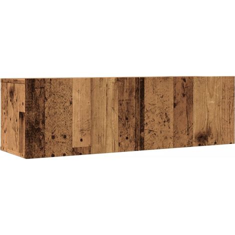 Mueble TV de pared estantería multimedia para televisión buffet de televisión comedor salón dormitorio 2 piezas madera vieja 100 x 30 x 30 cm marrón 020029019