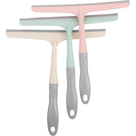 Lot de 3 Raclettes à Vitre Multifonctions 23 Cm Plastique Ergonomique Racleur d'eau Nettoyage Maison Salle de Bain Balcon Couleur Aléatoire (1/5)