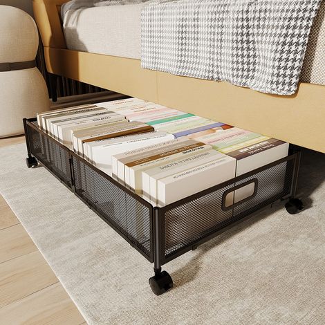 Black Metal Underbed Wheeled Storage Container (1/5)