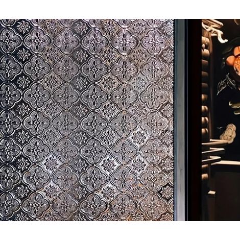 1 film pour vitres - Film statique - Film d'intimité à motif floral - Protection UV - Blanc - 30 x 200 cm - Convient aux fenêtres de la maison et du bureau (1/5)