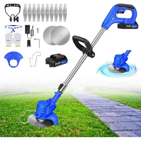 Coupe Bordure sans Fil avec Batterie, 21V Débroussailleuse Electrique sans Fil avec 2 Types de Lames pour la Coupe de Jardin, Pelouses et Terres Agricoles, Coupe-Herbe sans Fil Coupe-Herbe de Jardin (1/5)