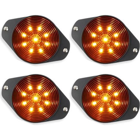 4 Pièces Feu de position latéral de remorque à 9 LED,feux de position de remorque étanches 12V-24V,feux de gabarit ambrés,feux de position avant arrière pour camping-car,camion,van,bateau (1/5)