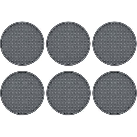 Sous-verre - En Silicone Noir - Résistant À La Chaleur Et Antidérapant - Pour Table En Bois Verre Granit - Lot De 6 (1/5)