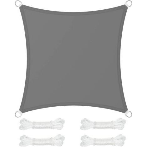 Voile d'ombrage 3 x 3 m, colonne d'eau 665 mm, polyester indéchirable, protection UV 93 %, terrasse, jardin, balcon, carré, 2 gris