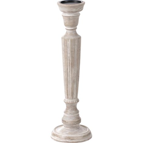 Candelero antiguo de madera de mango marrón claro Mallawi