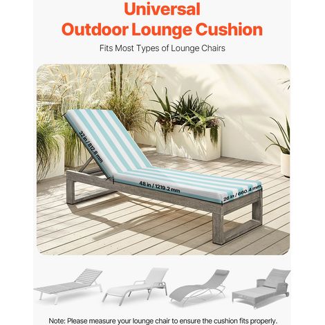 Coussin de Bain de Soleil, 203 x 66 cm, Coussin de Chaise Longue Jardin, Lot de 2, Imperméable Épais Résistant Décoloration, avec A… (1/5)
