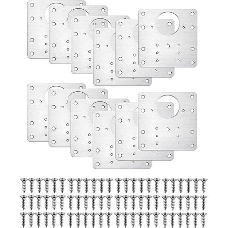 Kit de réparation de charnières pour portes de placard (12 plaques et 72 vis incluses)