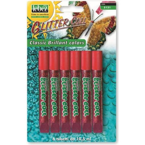Pegamento con purpurina Lebez 5131 R Blister 10,5 mm Cf6 Rojo