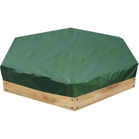 Housse pour bac à sable(180x150cm)- Imperméable à l'eau et à la poussière - Pour bac à sable hexagonal - Vert - Avec cordon de serrage - Pour éviter la contamination du sable et des jouets (1/5)