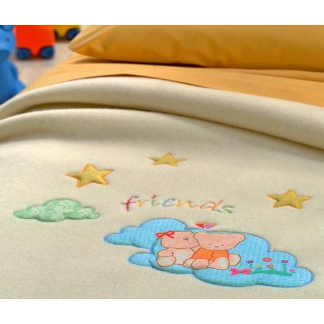 Coperta In Misto Lana Modello Stellina, misuraLettinocolorePanna 05