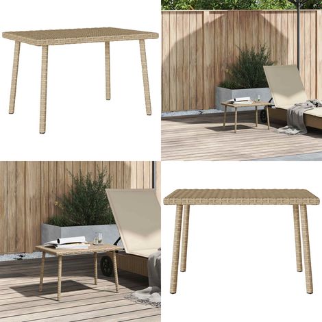 VidaXL Table basse de jardin rectangulaire beige 60x40x37 cm rotin