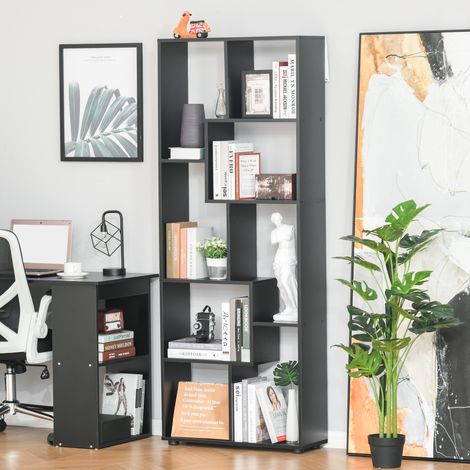Bibliothèque étagère Zig zag Design Contemporain 70L x 24l x 178H cm Panneaux Particules noir (1/5)