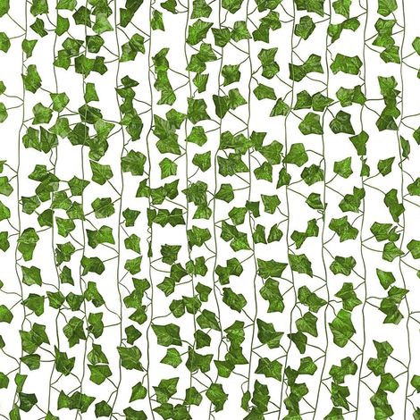 Wolketon 12x Piante sospese artificiali 2.4 metri edera a foglie verdi seta decorazione per cucina casa giardino ufficio