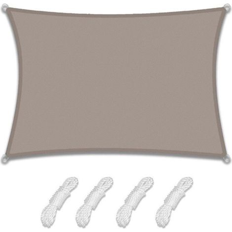 Voile d'ombrage imperméable rectangulaire, pare-soleil de balcon de jardin, toile d'ombrage, protection UV à 98 % (1/3)