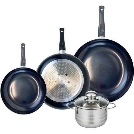Ensemble de 3 Poêles de cuisson 20, 24 et 28 cm et 1 faitout 14 cm Elo Prima Brillant (1/5)