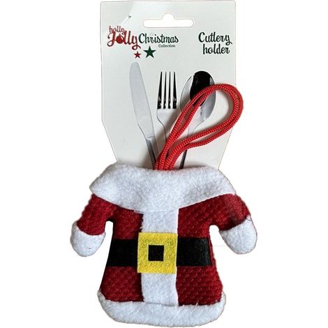 Porta posate vestito Babbo Natale per posate e bicchieri decorazione natalizia -Maglione (1/3)