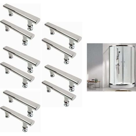 2x Poignée Porte Douche Chrome 145mm, Acier Inox pour salle bain cuisine (1/5)