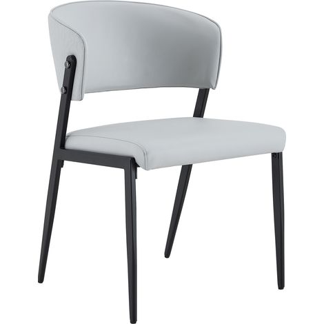 Esszimmerstuhl 51x49x78 cm aus PU hellgrau, 2er-Set, stabil für kleine Räume – MEUBLIV (1/5)