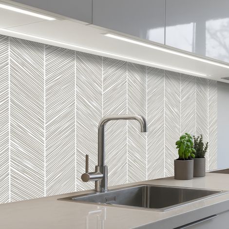 Kitchen Splashback Classic - Herringbone - Gray 100x60 cm