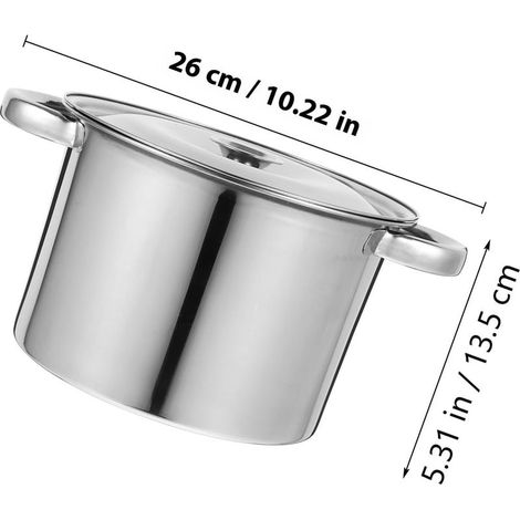 Edelstahl-Kochtopf mit Deckel, 20 cm Durchmesser, 12 cm Höhe, 3 mm dicker Boden, multifunktionaler Topf für die heimische Küche (1/4)